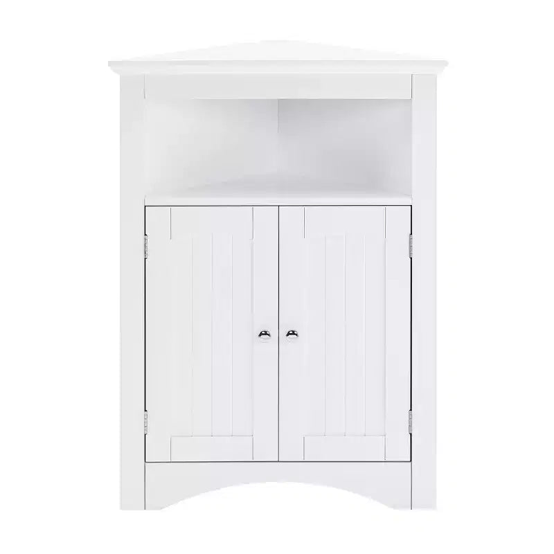 Meuble d'appoint d'angle, Meuble de rangement de salle de bain sur pied avec portes et étagères, Rangement autonome pour la cuisine, le salon, la salle de bain
