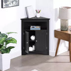 Meuble d'appoint d'angle, Meuble de rangement de salle de bain sur pied avec portes et étagères, Rangement autonome pour la cuisine, le salon, la salle de bain