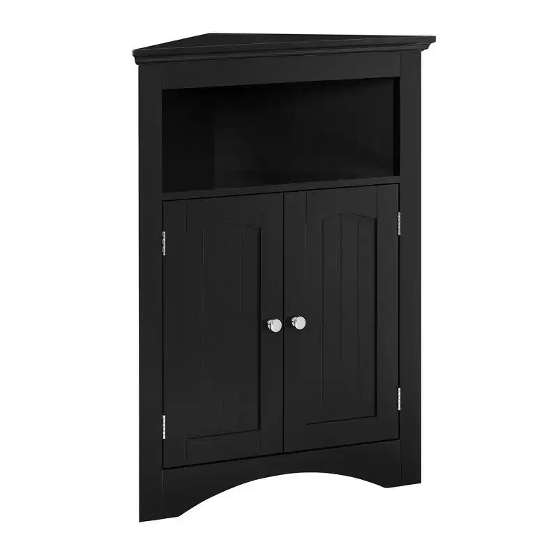 Meuble d'appoint d'angle, Meuble de rangement de salle de bain sur pied avec portes et étagères, Rangement autonome pour la cuisine, le salon, la salle de bain