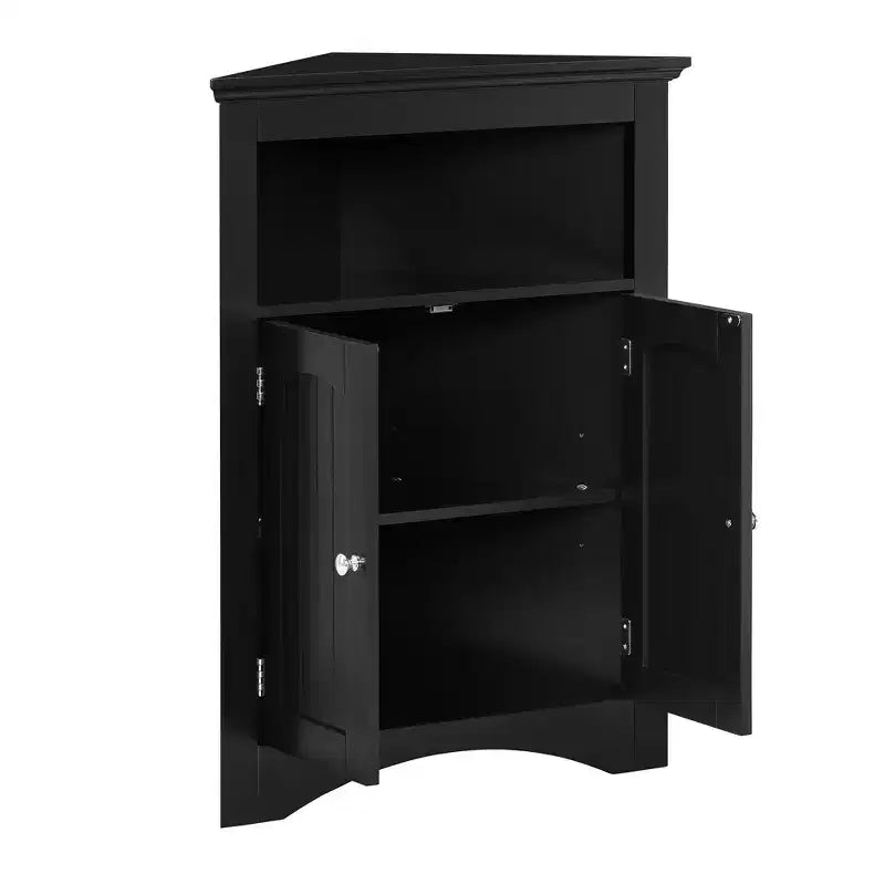 Meuble d'appoint d'angle, Meuble de rangement de salle de bain sur pied avec portes et étagères, Rangement autonome pour la cuisine, le salon, la salle de bain