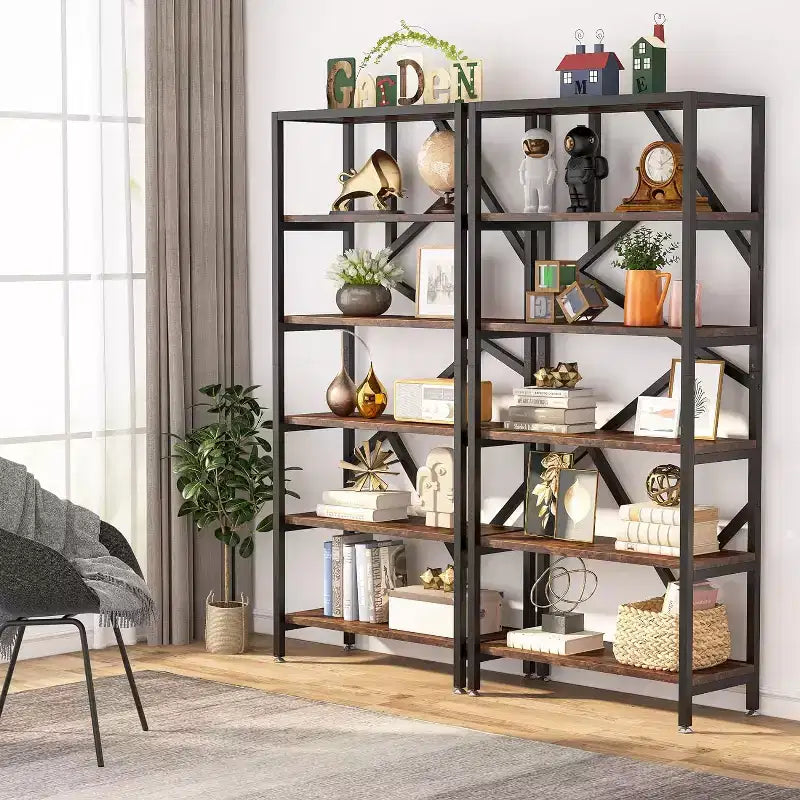 Étagère industrielle Lantine de 71 pouces, bibliothèque étagère à 6 niveaux, étagère de rangement ouverte autoportante pour chambre, bureau à domicile, salon
