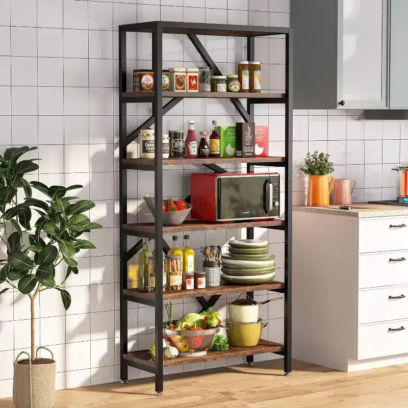 Étagère industrielle Lantine de 71 pouces, bibliothèque étagère à 6 niveaux, étagère de rangement ouverte autoportante pour chambre, bureau à domicile, salon