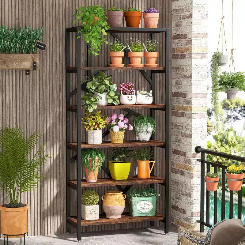 Étagère industrielle Lantine de 71 pouces, bibliothèque étagère à 6 niveaux, étagère de rangement ouverte autoportante pour chambre, bureau à domicile, salon