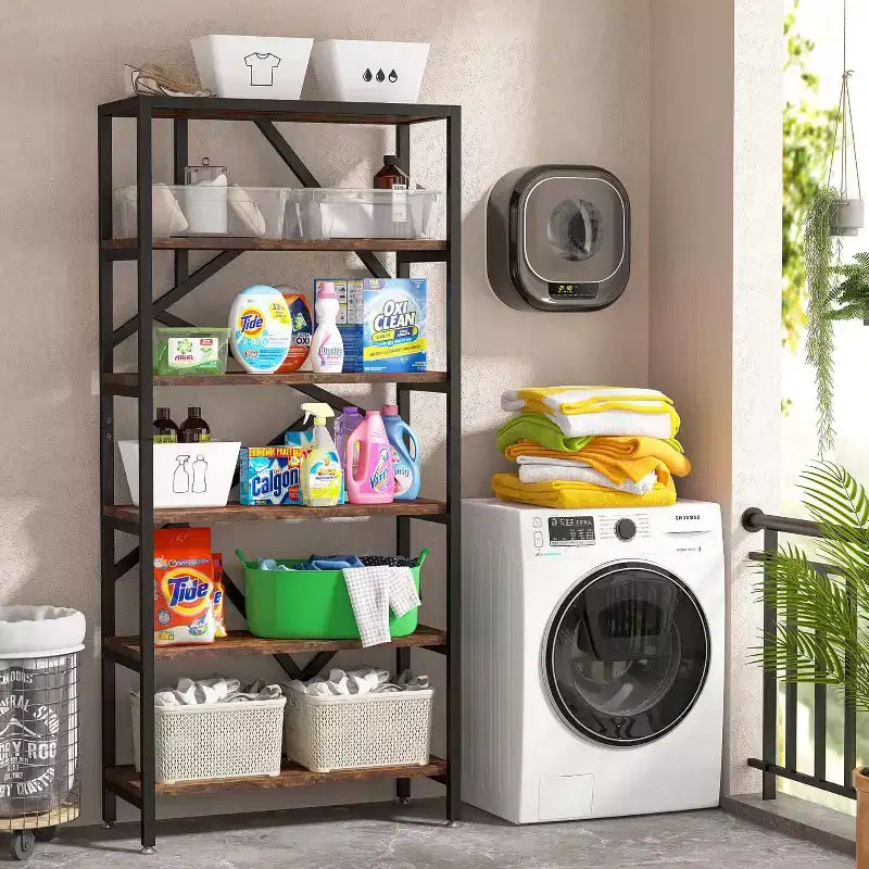 Étagère industrielle Lantine de 71 pouces, bibliothèque étagère à 6 niveaux, étagère de rangement ouverte autoportante pour chambre, bureau à domicile, salon