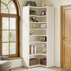 Étagère d'angle Lantine, bibliothèque d'angle en forme de L à 9 niveaux pour salon, bureau à domicile, chambre à coucher
