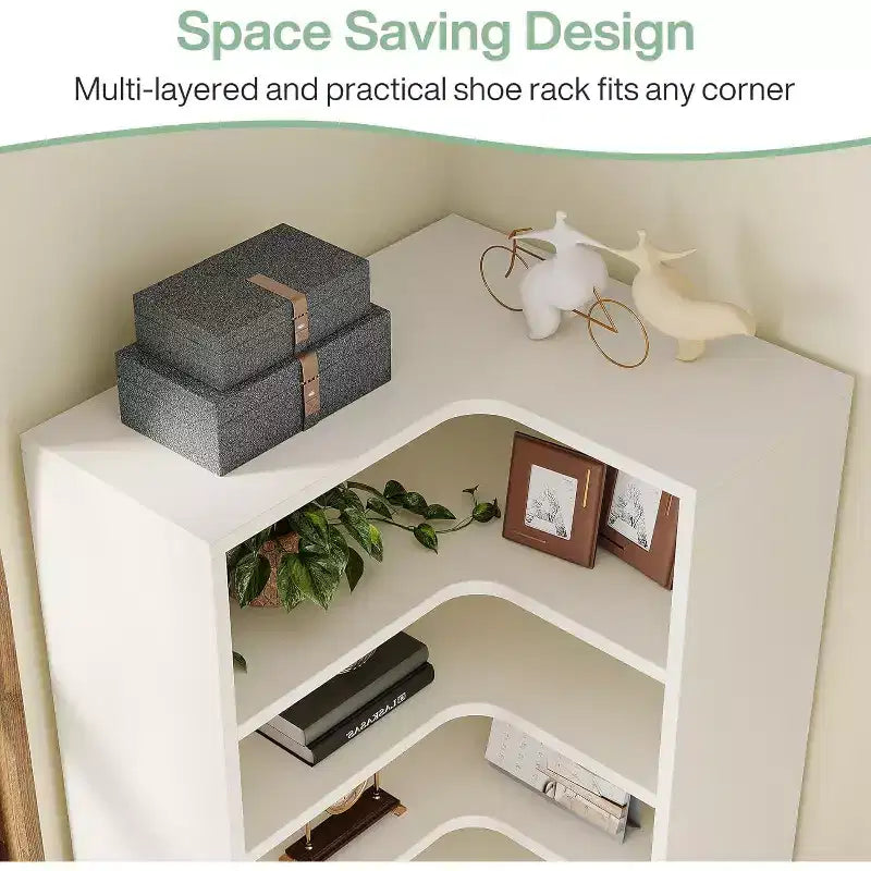 Étagère d'angle Lantine, bibliothèque d'angle en forme de L à 9 niveaux pour salon, bureau à domicile, chambre à coucher