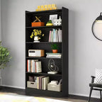 Bibliothèque Lantine de 180 cm de haut, étagère sur pied à 6 niveaux avec 5 étagères pour salon, bureau à domicile, chambre à coucher