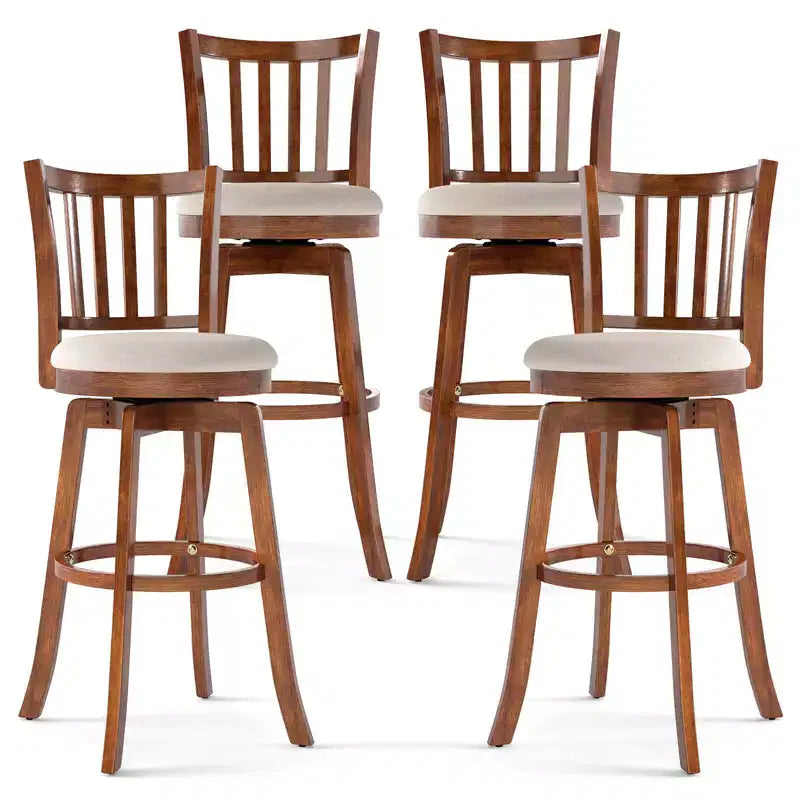 Costway 30.5'' Swivel Barstools Set of 4 w/Backrest & Upholstered Seat Footrest for Pub