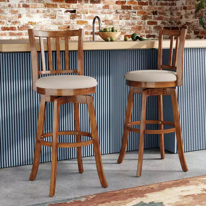 Tabourets de bar pivotants Costway 77,5 cm - Lot de 4 avec dossier et siège rembourré - Repose-pieds pour pub