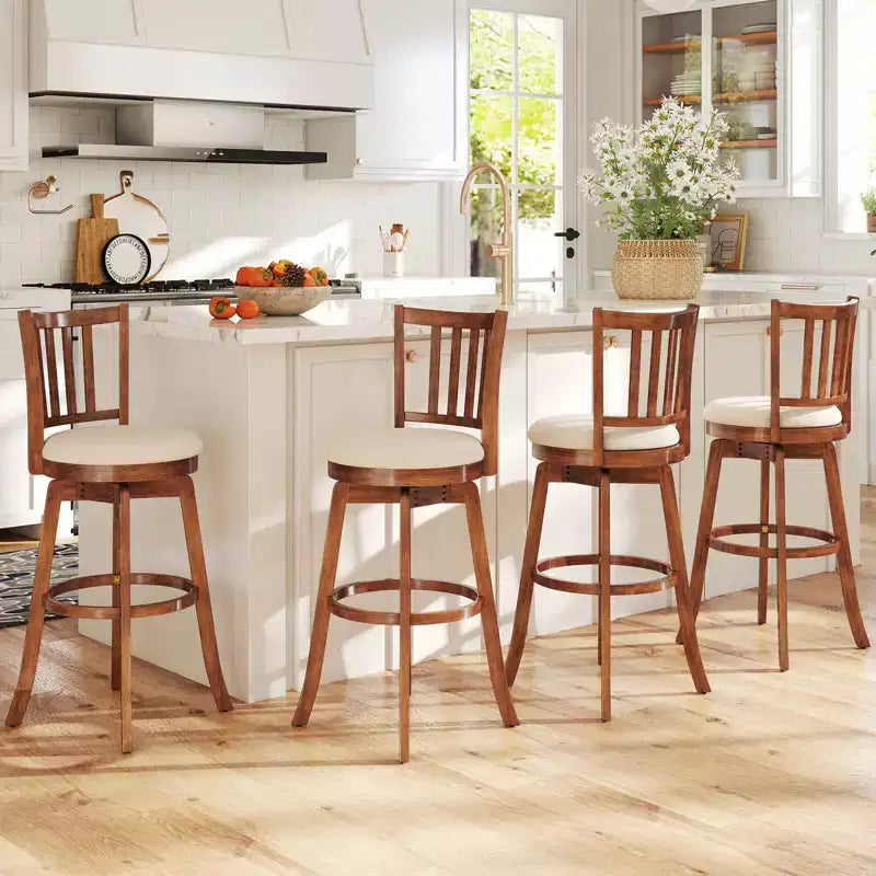 Tabourets de bar pivotants Costway 77,5 cm - Lot de 4 avec dossier et siège rembourré - Repose-pieds pour pub