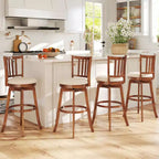Tabourets de bar pivotants Costway 77,5 cm - Lot de 4 avec dossier et siège rembourré - Repose-pieds pour pub