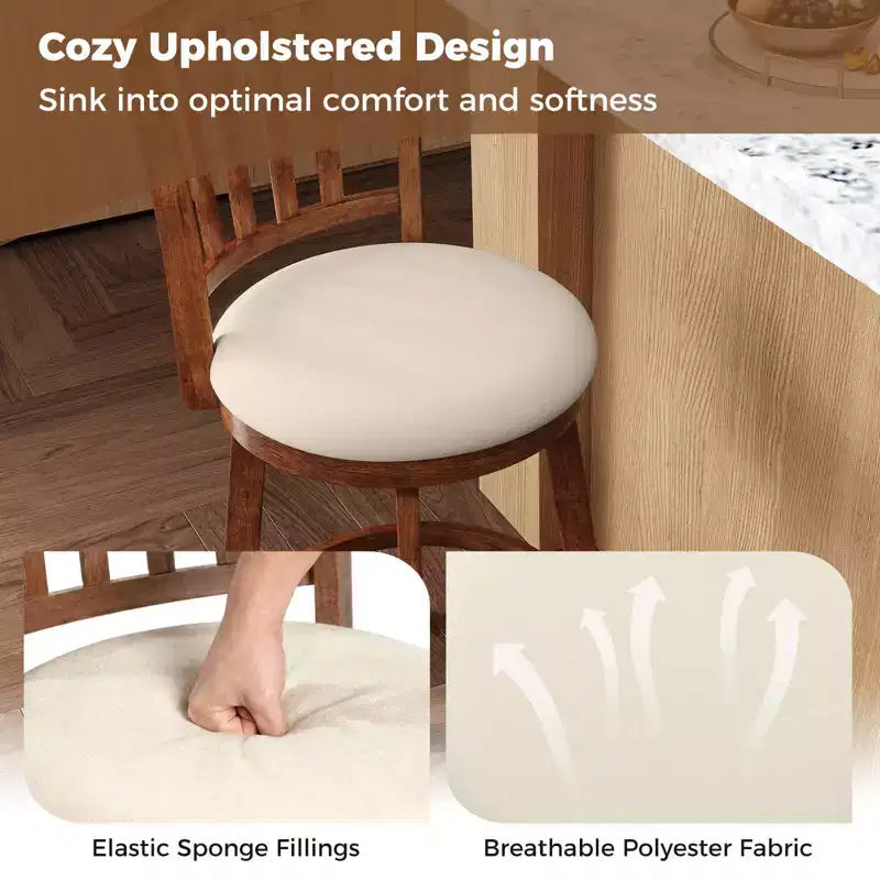 Tabourets de bar pivotants Costway 77,5 cm - Lot de 4 avec dossier et siège rembourré - Repose-pieds pour pub