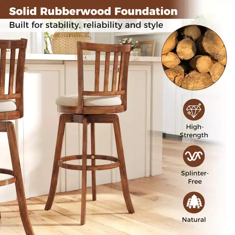 Tabourets de bar pivotants Costway 77,5 cm - Lot de 4 avec dossier et siège rembourré - Repose-pieds pour pub