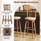 Tabourets de bar pivotants Costway 77,5 cm - Lot de 4 avec dossier et siège rembourré - Repose-pieds pour pub