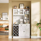 Meuble de bar à café avec portes de grange exquises, buffet de salle à manger avec support à bouteilles de vin, meuble de rangement pour cuisine, salle à manger