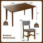 GDFStudio Conner Ensemble de salle à manger 5 pièces de style campagnard 1 table en bois massif et 4 chaises rembourrées
