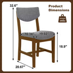 GDFStudio Conner Ensemble de salle à manger 5 pièces de style campagnard 1 table en bois massif et 4 chaises rembourrées