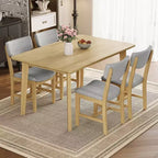 GDFStudio Conner Ensemble de salle à manger 5 pièces de style campagnard 1 table en bois massif et 4 chaises rembourrées