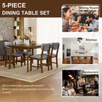 GDFStudio Conner Ensemble de salle à manger 5 pièces de style campagnard 1 table en bois massif et 4 chaises rembourrées