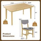GDFStudio Conner Ensemble de salle à manger 5 pièces de style campagnard 1 table en bois massif et 4 chaises rembourrées