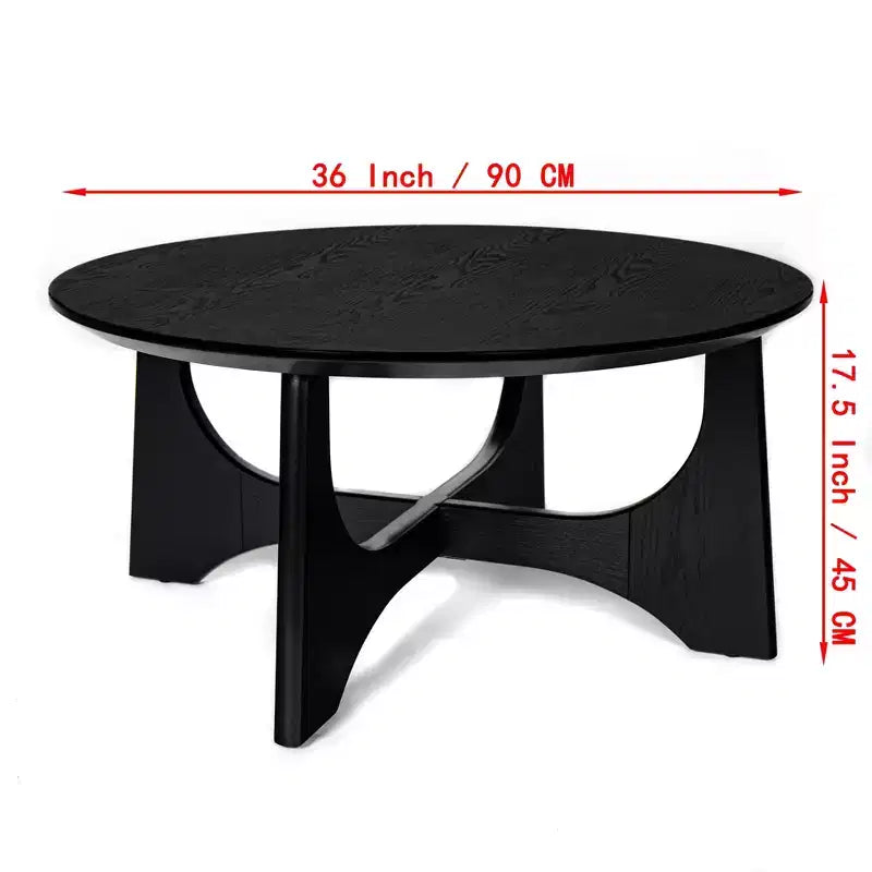 GDFStudio Sungmin Table Basse Ronde Moderne en Bois avec Pieds en Croix