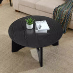 GDFStudio Sungmin Table Basse Ronde Moderne en Bois avec Pieds en Croix