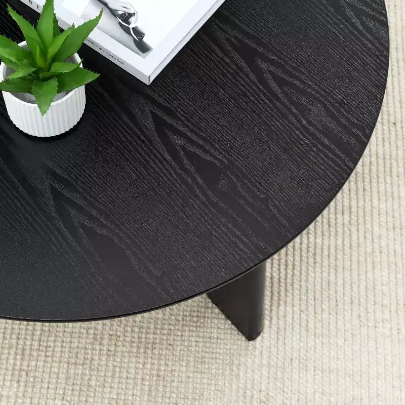 GDFStudio Sungmin Table Basse Ronde Moderne en Bois avec Pieds en Croix