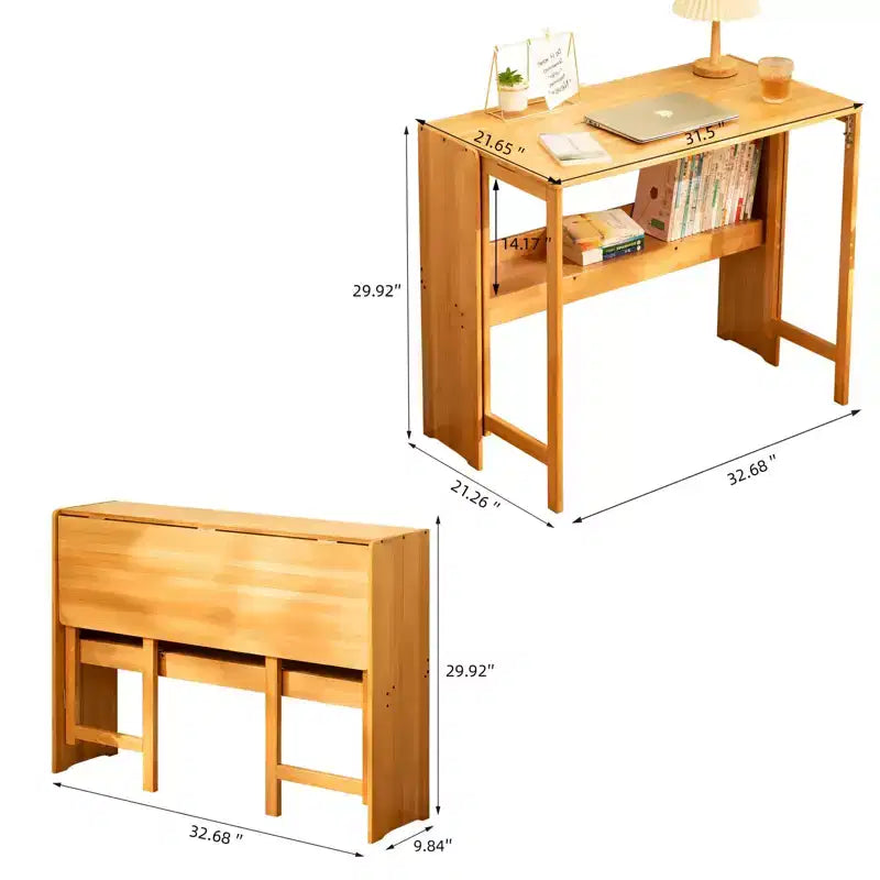 NAYSAYE Bureau pliable Table d'appoint compacte pour ordinateur pour petits espaces Bureau à domicile Chambre Dortoir Naturel, Marron, 32.68*21.26*29.92