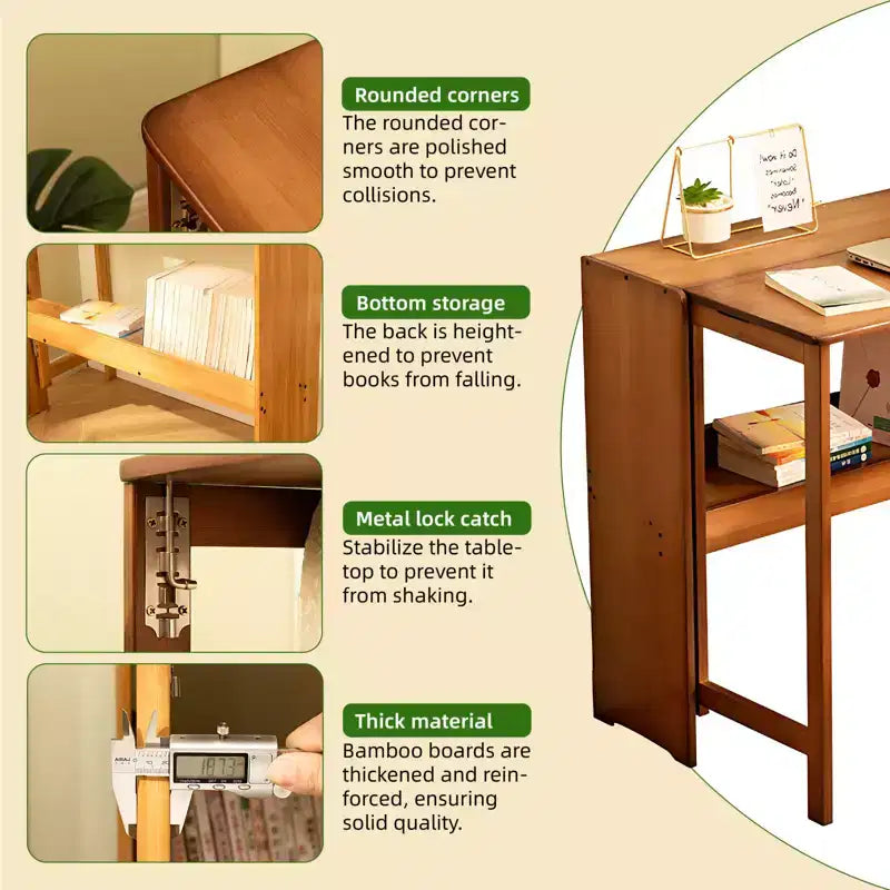 NAYSAYE Bureau pliable Table d'appoint compacte pour ordinateur pour petits espaces Bureau à domicile Chambre Dortoir Naturel, Marron, 32.68*21.26*29.92