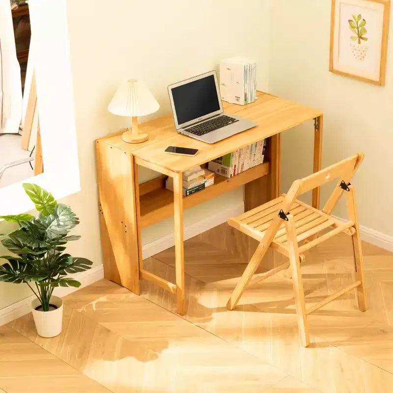 NAYSAYE Bureau pliable Table d'appoint compacte pour ordinateur pour petits espaces Bureau à domicile Chambre Dortoir Naturel, Marron, 32.68*21.26*29.92