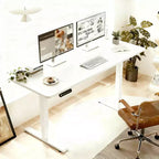 NAYSAYE Table d'appoint de bureau réglable en hauteur, table de travail assis-debout, cadre stable pour bureau à domicile, blanc, 55*24*45