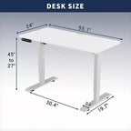 NAYSAYE Table d'appoint de bureau réglable en hauteur, table de travail assis-debout, cadre stable pour bureau à domicile, blanc, 55*24*45