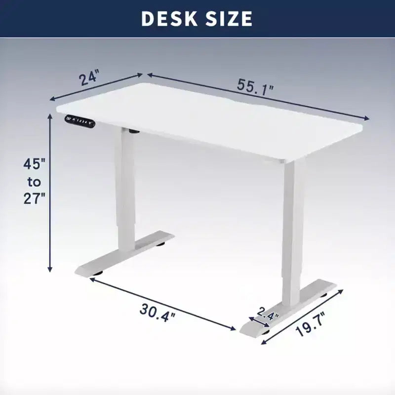 NAYSAYE Table d'appoint de bureau réglable en hauteur, table de travail assis-debout, cadre stable pour bureau à domicile, blanc, 55*24*45