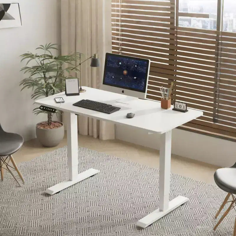 NAYSAYE Table d'appoint de bureau réglable en hauteur, table de travail assis-debout, cadre stable pour bureau à domicile, blanc, 55*24*45