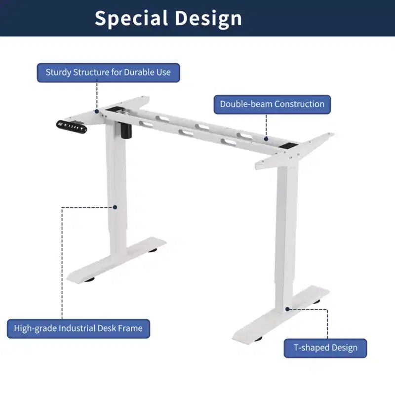 NAYSAYE Table d'appoint de bureau réglable en hauteur, table de travail assis-debout, cadre stable pour bureau à domicile, blanc, 55*24*45