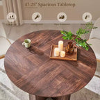 Table à manger ronde de 47 pouces pour 4 à 6 personnes, table de cuisine moderne avec base croisée robuste, meuble de salle à manger circulaire pour cuisine et salon