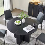 Table à manger ronde de 47 pouces pour 4 à 6 personnes, table de cuisine moderne avec base croisée robuste, meuble de salle à manger circulaire pour cuisine et salon