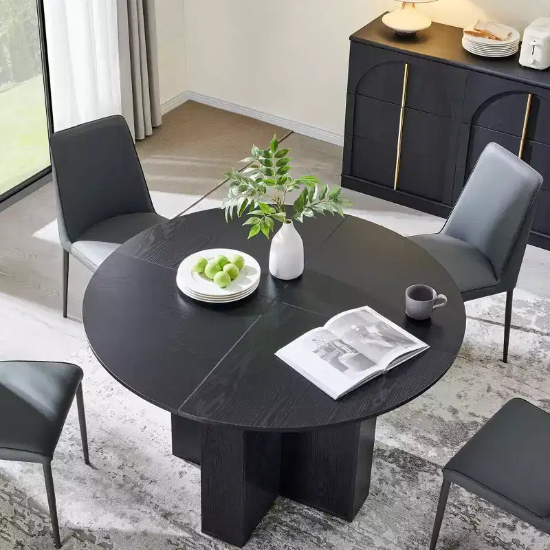 Table à manger ronde de 47 pouces pour 4 à 6 personnes, table de cuisine moderne avec base croisée robuste, meuble de salle à manger circulaire pour cuisine et salon
