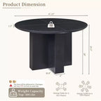 Table à manger ronde de 47 pouces pour 4 à 6 personnes, table de cuisine moderne avec base croisée robuste, meuble de salle à manger circulaire pour cuisine et salon
