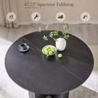 Table à manger ronde de 47 pouces pour 4 à 6 personnes, table de cuisine moderne avec base croisée robuste, meuble de salle à manger circulaire pour cuisine et salon
