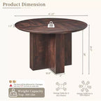 Table à manger ronde de 47 pouces pour 4 à 6 personnes, table de cuisine moderne avec base croisée robuste, meuble de salle à manger circulaire pour cuisine et salon