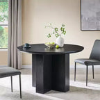47 Round Dining Table for 4-6, Modern Kitchen Table with Sturdy Cross Base, Circle Dining Room Furniture for Kitchen Living Room