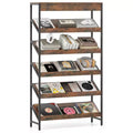 Costway 6-Tier Bookshelf Industrial Tall Bookcase w/ Angled Shelves & Metal Frame