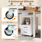 Table d'appoint Costway 2 pièces avec station de recharge intégrée ports USB prises 2 tiroirs 3 étagères Blanc