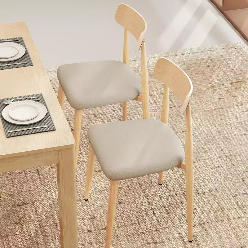 Costway Chaises de salle à manger modernes rembourrées Lot de 2 en tissu de lin Chaise d'appoint sans accoudoirs de style moderne du milieu du siècle avec pieds en métal imitation bois