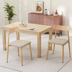 Costway Chaises de salle à manger modernes rembourrées Lot de 2 en tissu de lin Chaise d'appoint sans accoudoirs de style moderne du milieu du siècle avec pieds en métal imitation bois