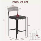 Lot de 4 tabourets de comptoir gris rembourrés Chaises de salle à manger modernes de 64,7 cm avec pieds en métal, repose-pieds et dossier pour îlot de cuisine ou salle à manger