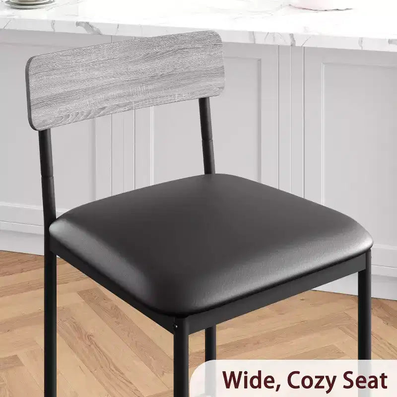 Lot de 4 tabourets de comptoir gris rembourrés Chaises de salle à manger modernes de 64,7 cm avec pieds en métal, repose-pieds et dossier pour îlot de cuisine ou salle à manger