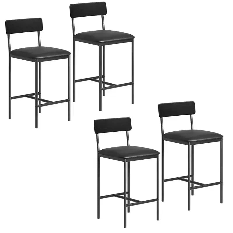 Lot de 4 tabourets de comptoir gris rembourrés Chaises de salle à manger modernes de 64,7 cm avec pieds en métal, repose-pieds et dossier pour îlot de cuisine ou salle à manger