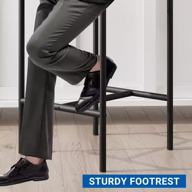 Lot de 4 tabourets de comptoir gris rembourrés Chaises de salle à manger modernes de 64,7 cm avec pieds en métal, repose-pieds et dossier pour îlot de cuisine ou salle à manger